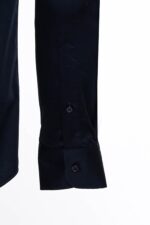 Cotton-Satin-Slim-Fit-Long-Sleeves-Plain-Navy-Blue-Men-Shirt-Wessi-7