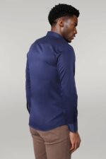 Cotton-Satin-Slim-Fit-Navy-Blue-Men-Shirt-Wessi-3
