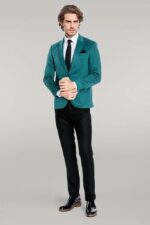Cotton-Slim-Fit-Plain-Green-Men-Blazer-Wessi-2