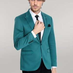 Cotton Slim Fit Plain Green Men Blazer - Wessi