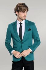 Cotton-Slim-Fit-Plain-Green-Men-Blazer-Wessi-4