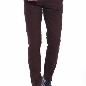 Cotton Slim Fit Washed Fabric Brown Men Pants - Wessi