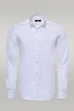 Cream Long Sleeve Slim-Fit Shirt