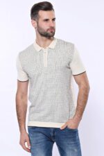 Cream-Plaid-Zippered-Polo-Knitted-T-Shirt-Wessi-1
