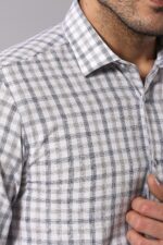 Cream-Slim-Fit-Check-Mens-Shirt-Wessi-1