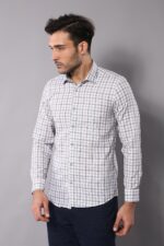 Cream-Slim-Fit-Check-Mens-Shirt-Wessi-3