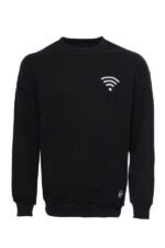 Crew Neck Both Side Printed Black Sweatshirt