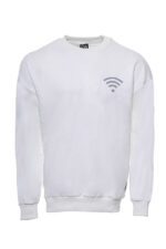 Crew Neck Both Side Printed White Sweatshirt