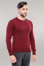 Crew-Neck-Mens-Burgundy-Sweater-Wessi-1
