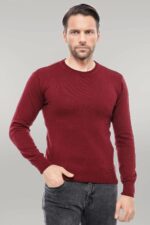 Crew Neck Men's Burgundy Sweater