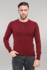 Crew-Neck-Mens-Burgundy-Sweater-Wessi-2