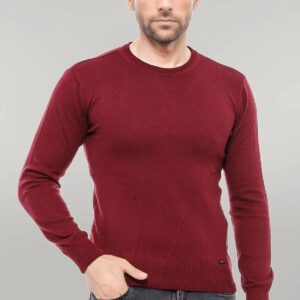 Crew Neck Men's Burgundy Sweater - Wessi