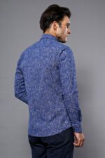 Damask-Pattern-Long-Sleeves-Men-Blue-Shirt-Wessi-4