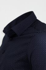 Dark-Blue-Tiny-Check-Patterned-Slim-Fit-Shirt-Wessi-1