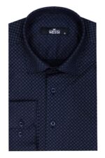 Dark-Blue-Tiny-Check-Patterned-Slim-Fit-Shirt-Wessi-4