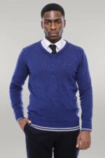 Dark-Blue-V-Neck-Slim-Fit-Sweater-Wessi-1
