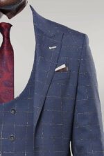 Dark-Blue-Vested-Checked-Men-Suit-Wessi-4