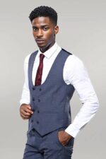 Dark-Blue-Vested-Checked-Men-Suit-Wessi-5