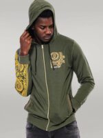 Dark Green Hooded Slim Fit Sweatshirt