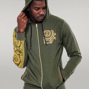 Dark Green Hooded Slim Fit Sweatshirt - Wessi