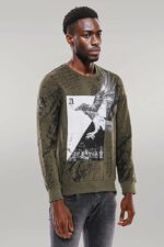 Dark-Green-Patterned-Slim-Fit-Sweatshirt-Wessi-4