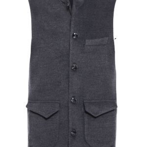 Dark Grey Mandarin Collar Vest - Wessi
