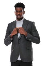 Dark-Grey-Patterned-Slim-Fit-Blazer-Wessi-3
