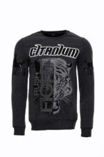 Dark Grey Patterned Slim Fit Sweatshirt