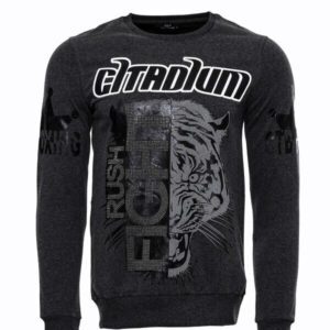Dark Grey Patterned Slim Fit Sweatshirt - Wessi