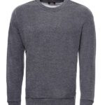 Dark Grey Plain Circle Neck Sweatshirt - Wessi