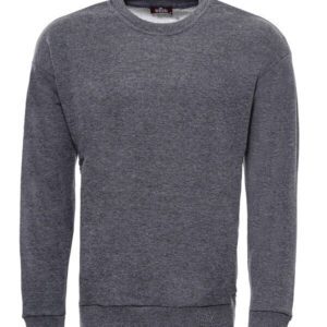 Dark Grey Plain Circle Neck Sweatshirt - Wessi