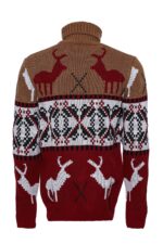 Deer-Patterned-Christmas-Themed-Turtleneck-Red-Beige-Men-Sweater-Wessi-1