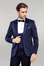 Detachable Lapel Navy Blue Men Tuxedo