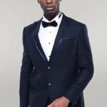 Detachable Lapel Navy Blue Tuxedo | Wessi