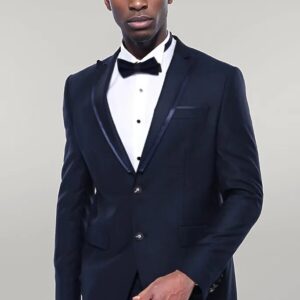 Detachable Lapel Navy Blue Tuxedo | Wessi