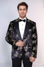 Dot-Floral-Patterned-Velvet-Black-Men-Stage-Tuxedo-Blazer-Wessi-3