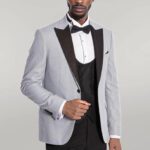 Dot Patterned Grey Vested Tuxedo - Wessi
