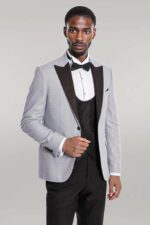 Dot Patterned Grey Vested Tuxedo