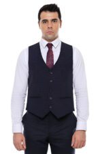 Dot Patterned Navy Blue Vest