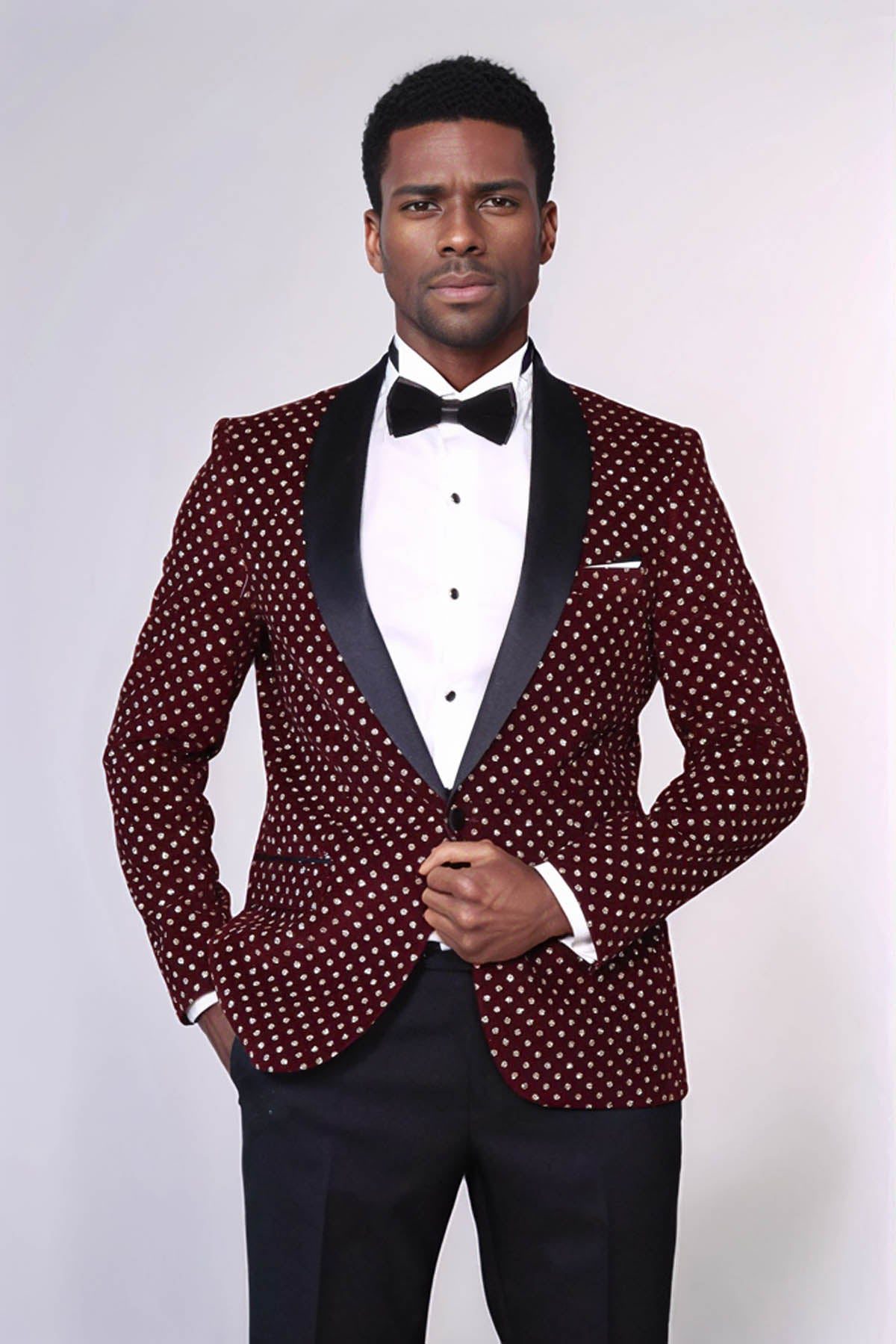 Men's Fashion Designed Royal Fashion Sport Coat ~ Dinner Jacket polka dot pattern! main image 0
