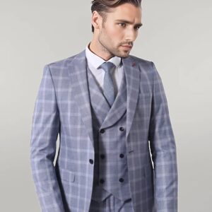 Double Breasted 3 Pieces Blue Suit | Wessi