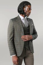 Double Breasted Green Plaid Mens Suit