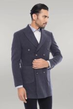 Double-Breasted Men Anthracite Coat