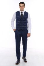 Double-Breasted-Plaid-Blue-Men-Vest-Wessi-3