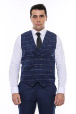 Double-Breasted-Plaid-Blue-Men-Vest-Wessi-4