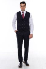 Double-Breasted-Plaid-Navy-Blue-Mens-Vest-Wessi-2