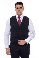 Double-Breasted-Plaid-Navy-Blue-Mens-Vest-Wessi-5