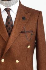Double-Breasted-Slim-Fit-Brown-Men-Blazer-Wessi-1