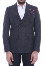 Double Breasted Slim Fit Navy Blue Blazer