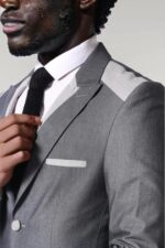 Double-Button-Bag-Pocket-Pointed-Collar-Grey-Jacket-Wessi-1
